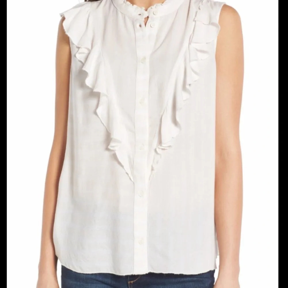Treasure & Bond Ruffle Front Sleeveless Blouse